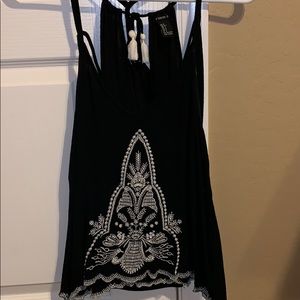Black embroidered tank top